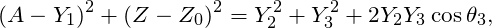 \[ (A - Y_1)^2 + (Z - Z_0)^2 = Y_2^2 + Y_3^2 + 2 Y_2 Y_3 \cos \theta_3 , \]